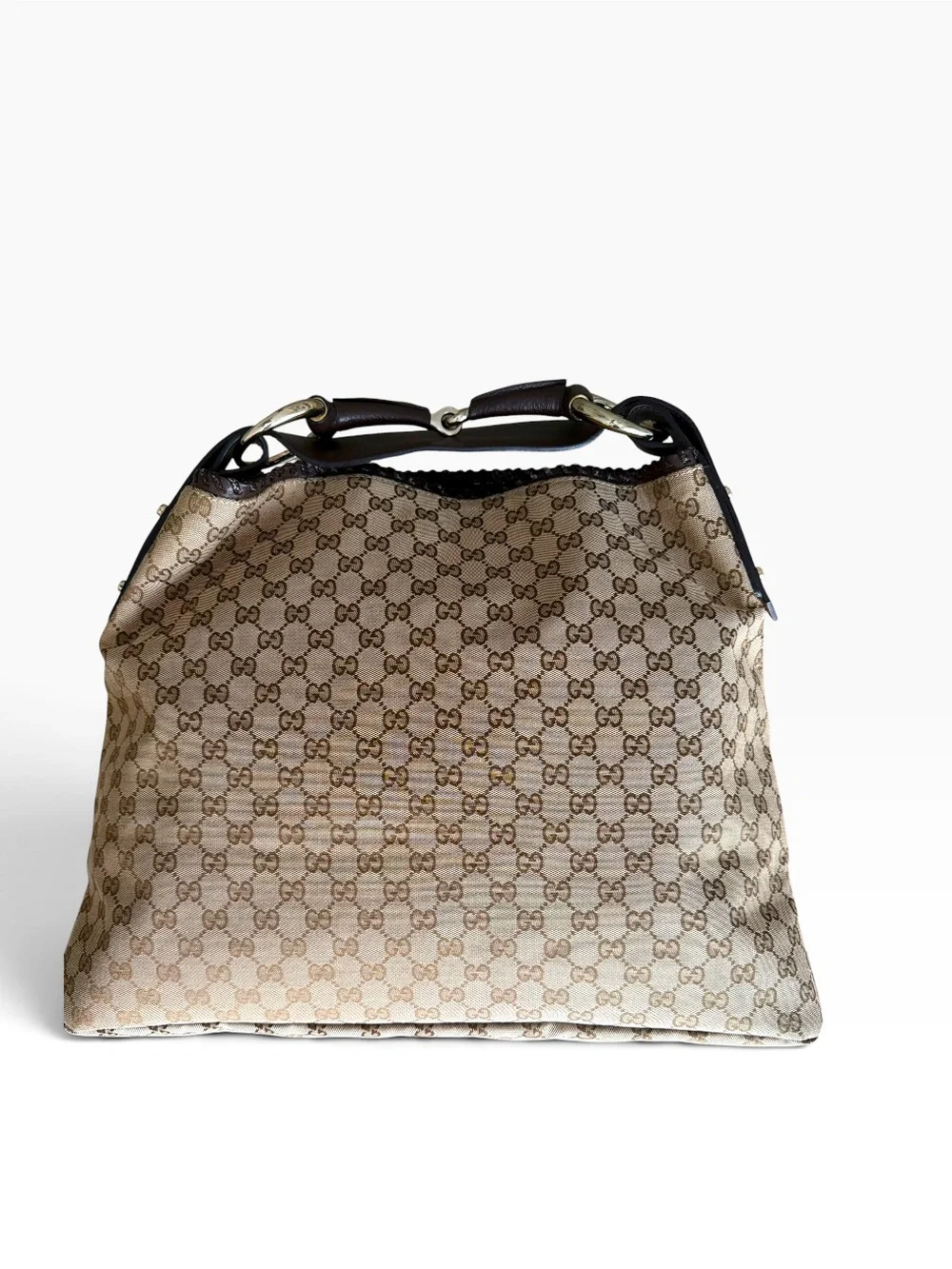 Gucci Large GG Canvas Horsebit Hobo Bag Tom Ford Era Y2K + Dust Bag vintage